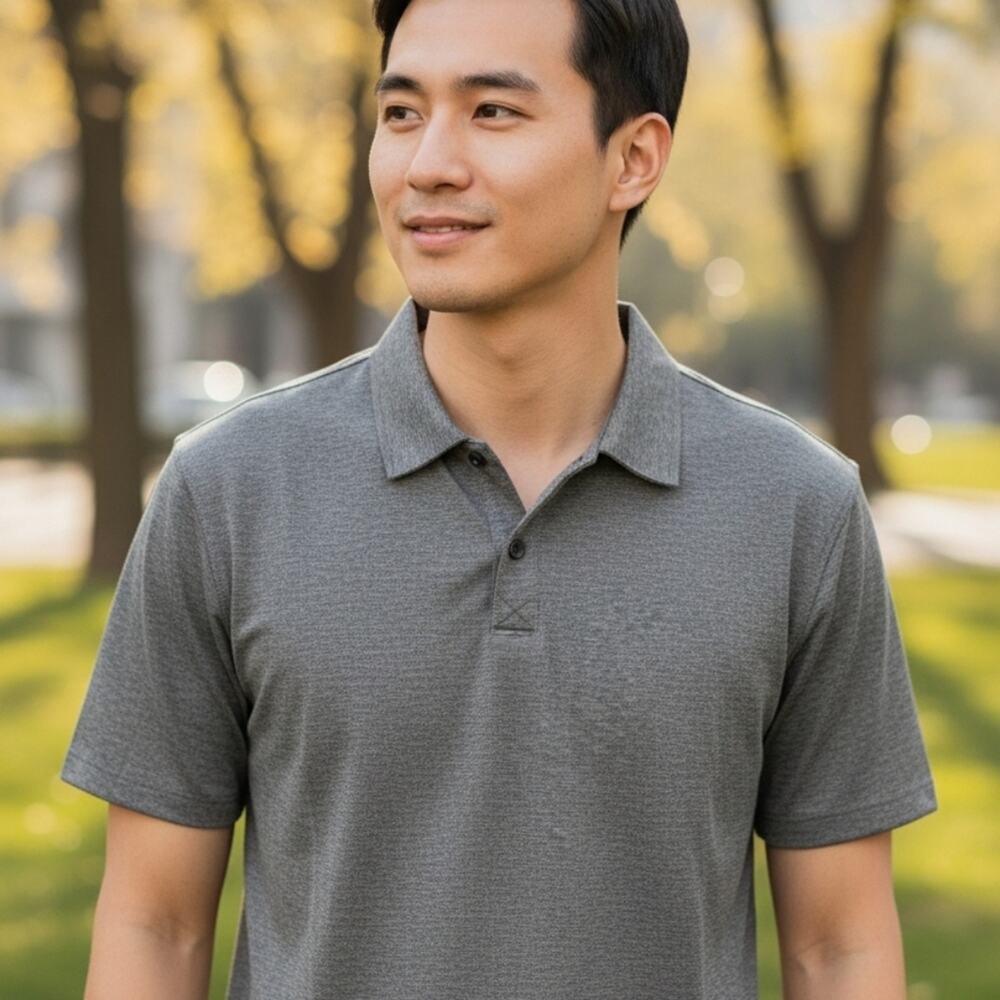 Zuda Z-Gray Polo Shirt Short Sleeve Golf Activewear Causal Performance Classic M